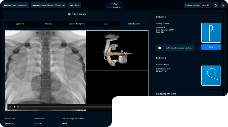AngioVision simulator software interface
